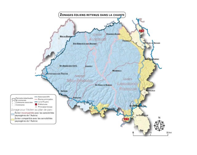 zonage éolien retenu dans la charte du PNR